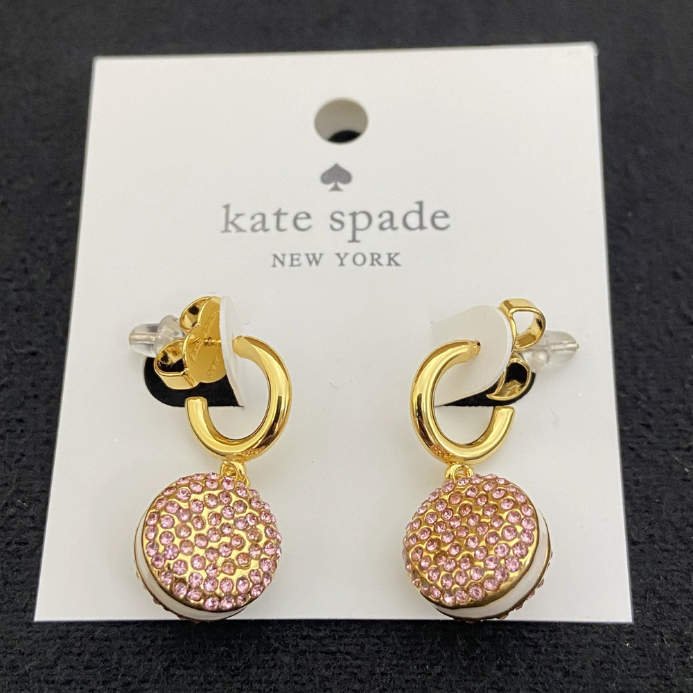 Kate SPADE Full Diamond Enamel Bread Shape Metal Drop Earrings